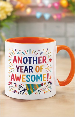 Year of Awesome birthday mug — orange